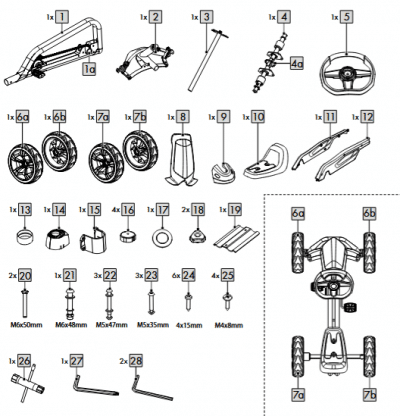 Go Kart direksiyon simidi #5 + kapak #17 Playtive 467520 için